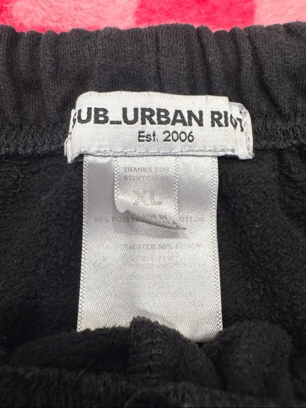 Sub_Urban Riot Black Joggers with White Checker Stripe - Picture 2 of 5